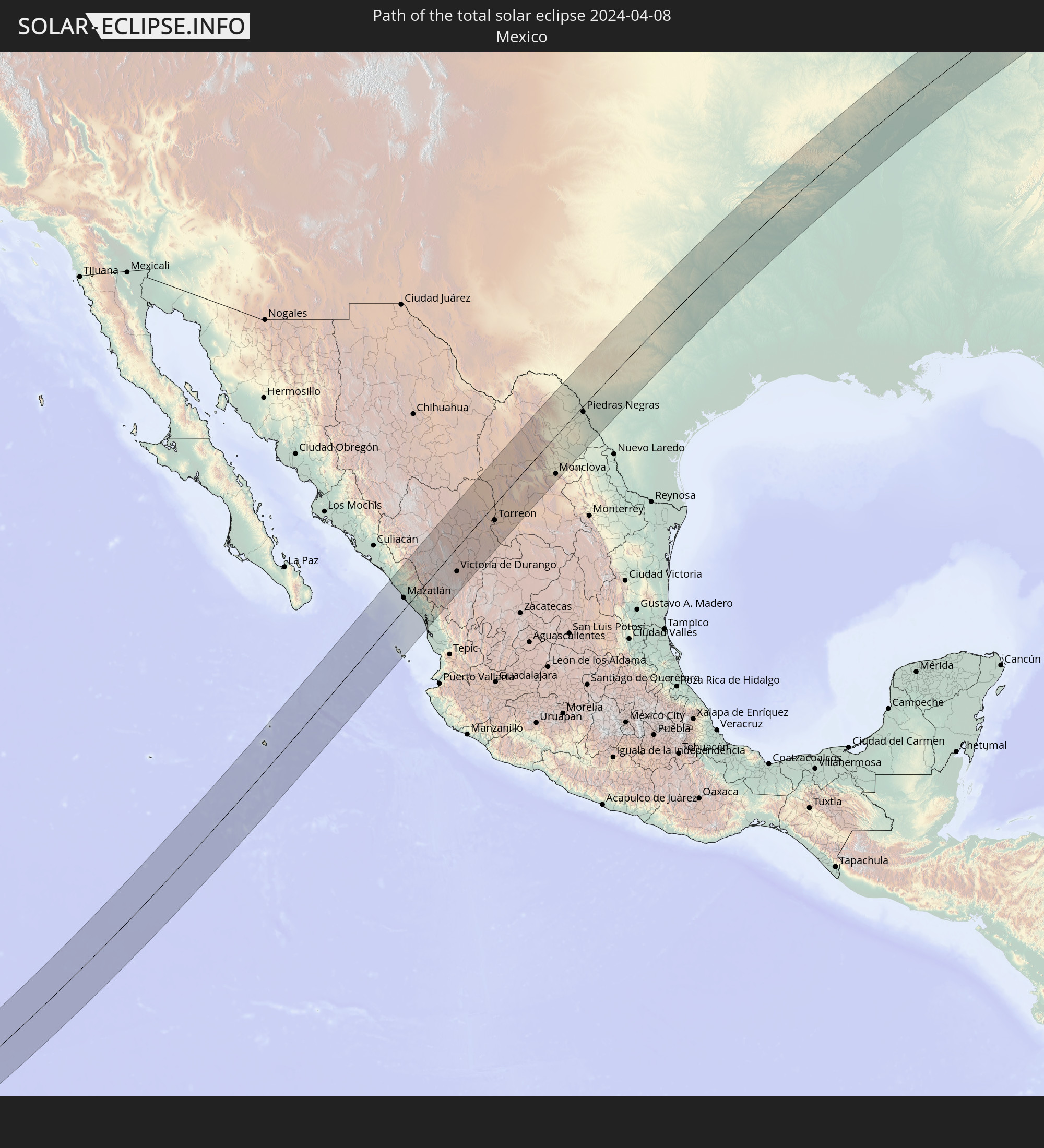 Solar Eclipse 2024 Mexico Map Alena Britteny